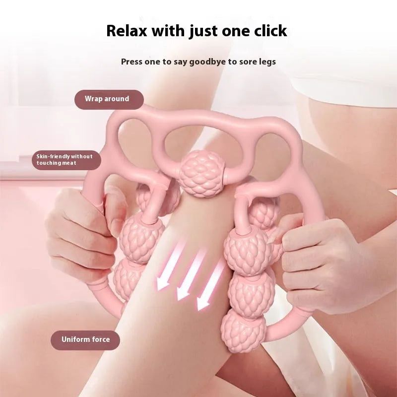 Bear Double Row Ring Clip manual leg massager in pink, green, or purple.