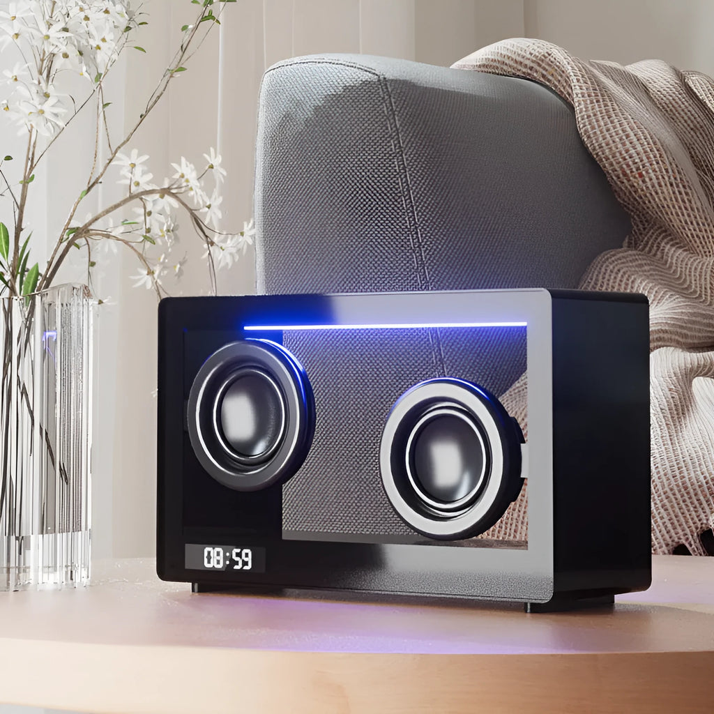 Transparent compact portable wireless Bluetooth speaker with lithium battery in white