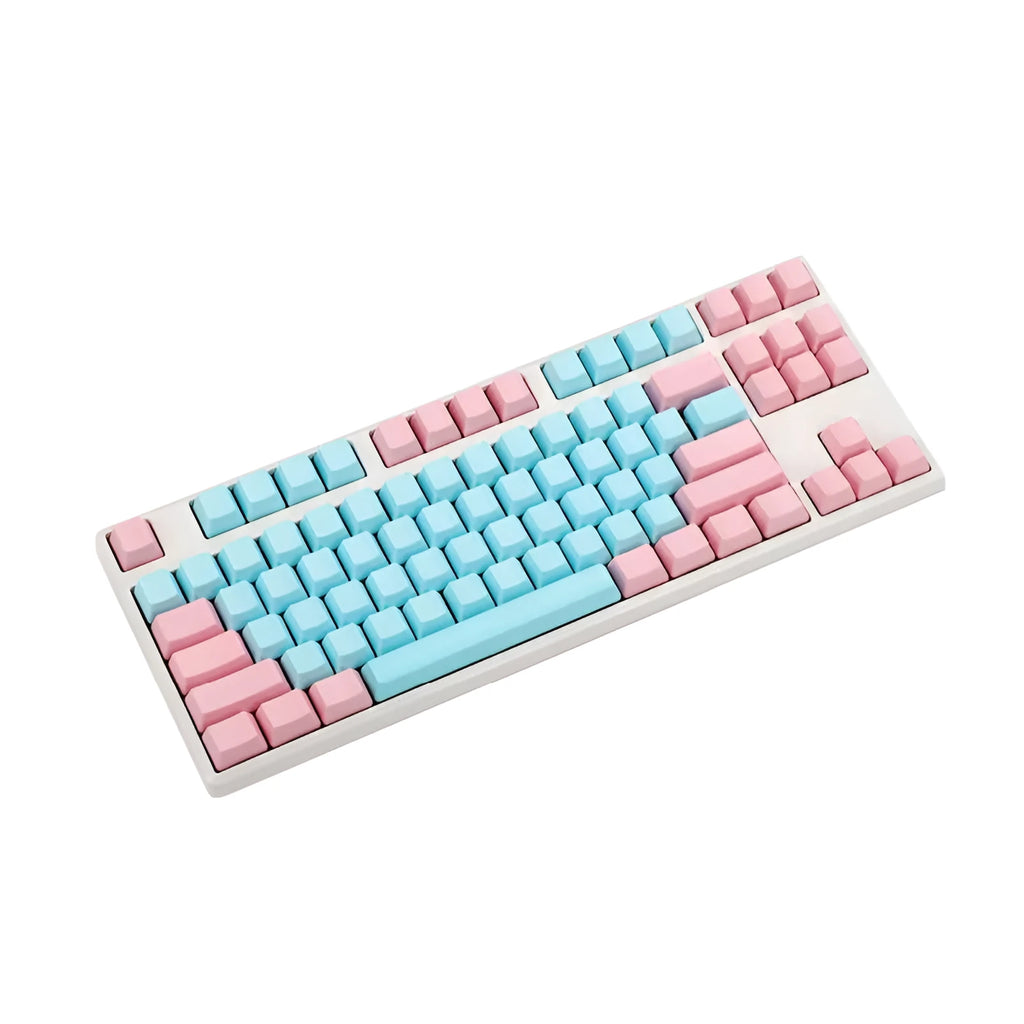 Pink PBT mechanical keyboard keycaps with side-engraved legends in 1.5mm thickness