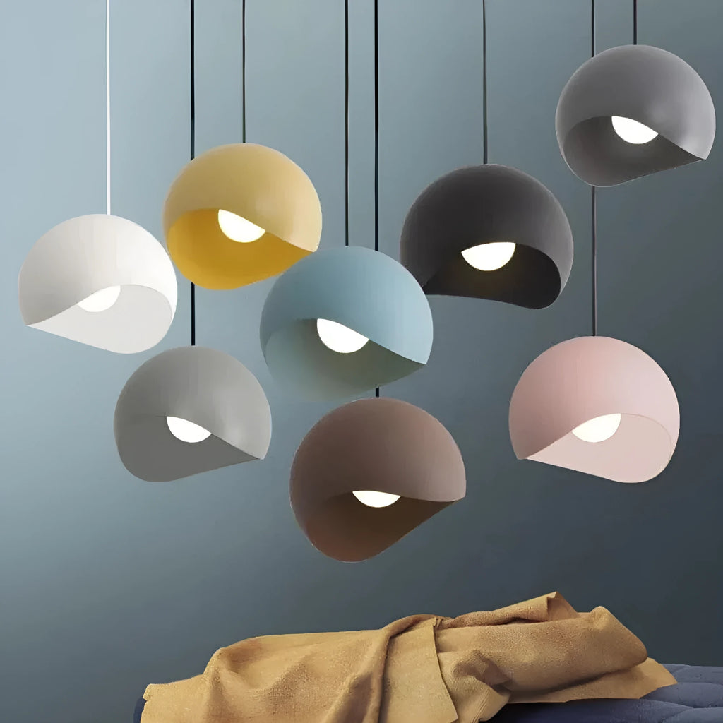 Simple iron lampshade pendant light 20cm diameter in white colour with LED light source