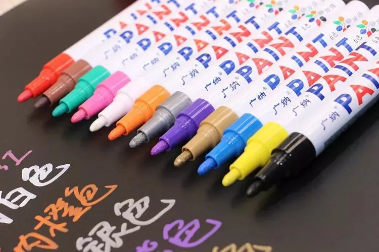 Permanent colour marker pen with waterproof non-toxic ink, 14.3 cm, for car tyres treads CDs and metal surfaces