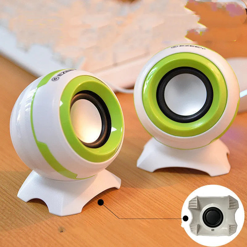 Compact USB desktop speakers in black gold, black plating, white gold or white plating with 3W stereo output