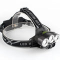 Head-mounted camping torch with LED light and adjustable head strap for outdoor use