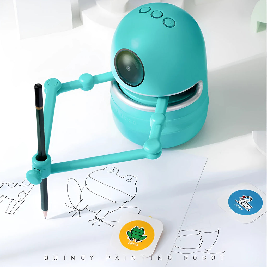 Painting robot for kindergarten children students with suction cup base and learning cards