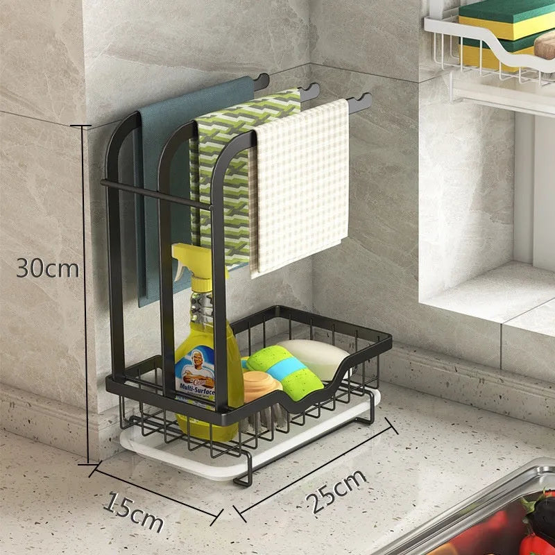 Foldable plastic kitchen storage rack for draining rags and tea towels in new Chinese style