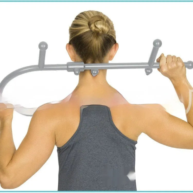 Gray plastic deep acupressure stick mechanical massager for neck back and leg muscle relief