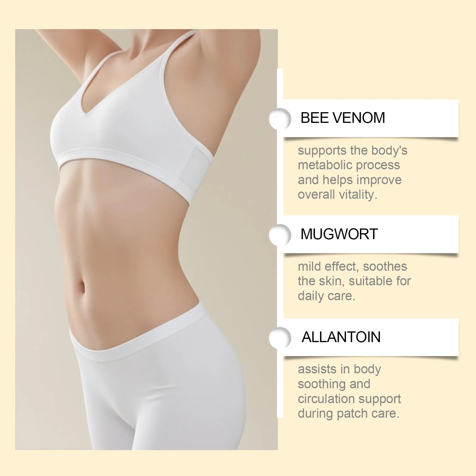 Pack of 10 herbal body shaping navel stickers with bee venom and argy wormwood for slimming