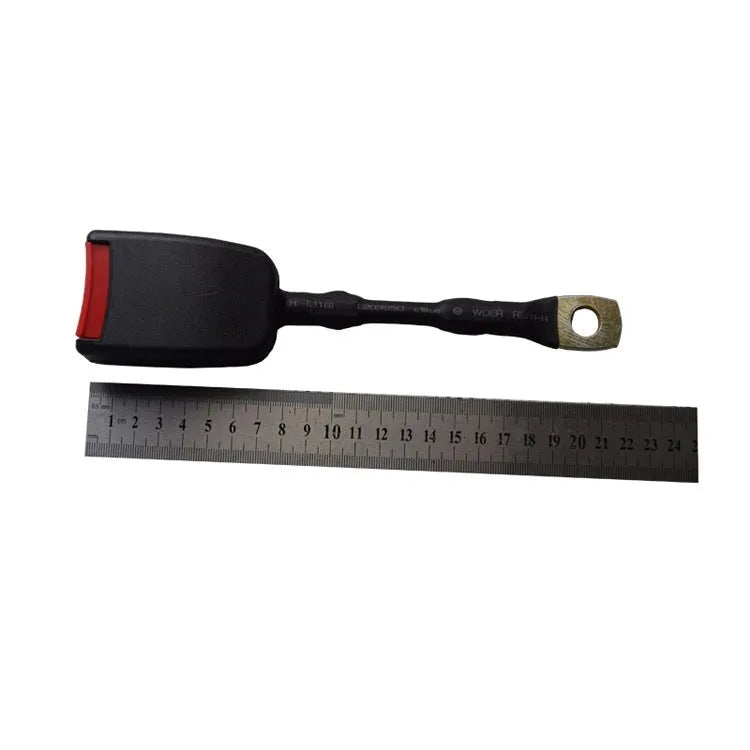 Black steel wire car seat belt safety buckle measuring 20cm length for 21cm vehicle sockets