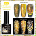 Cat Eye series UV nail polish gel bottle with diamond glitter fragments in six colour options including nail glue