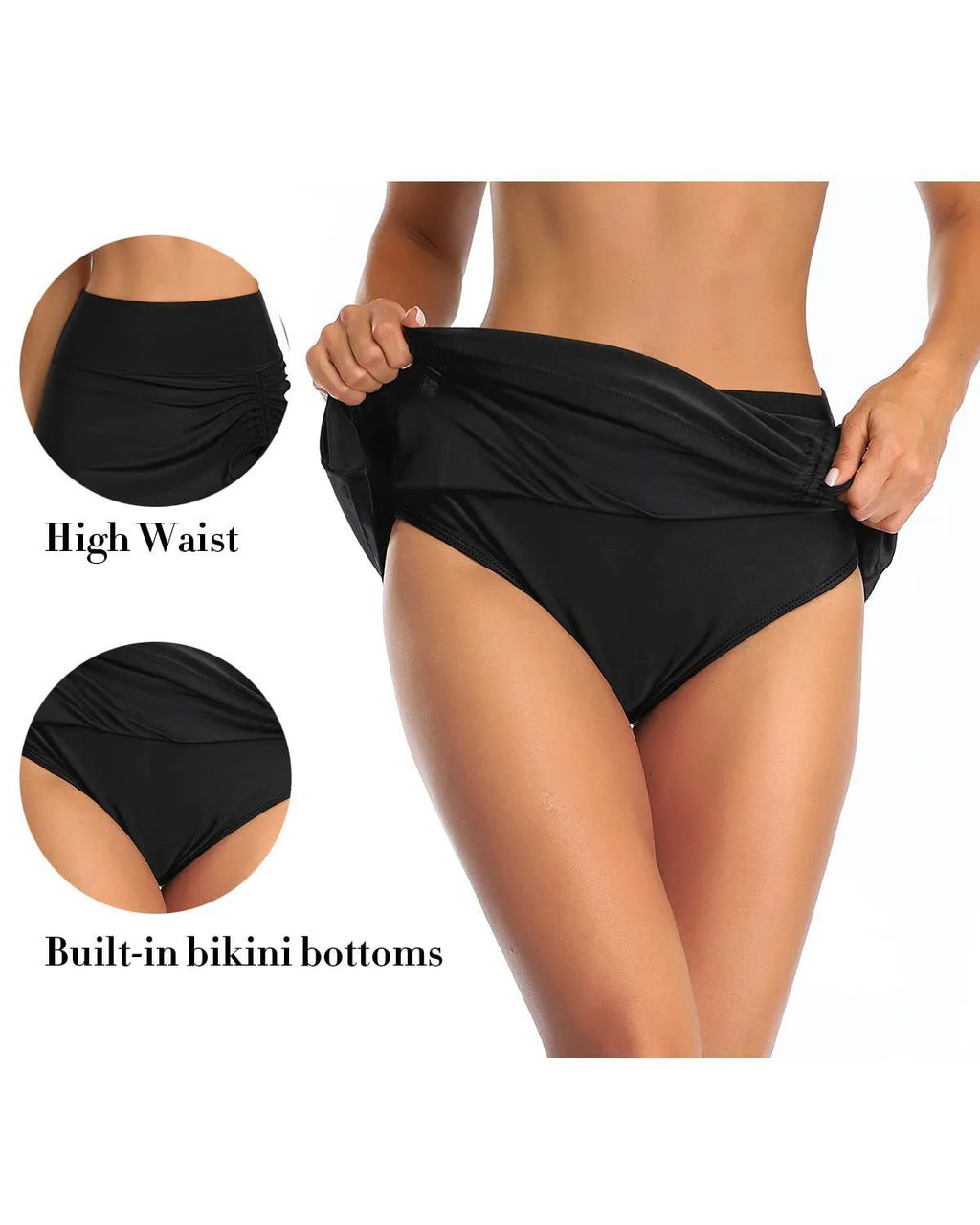 Women's solid colour swimming trunks with lace detail in brief style available in multiple colours
