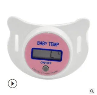 Baby digital pacifier thermometer with LCD display in blue and pink colour options