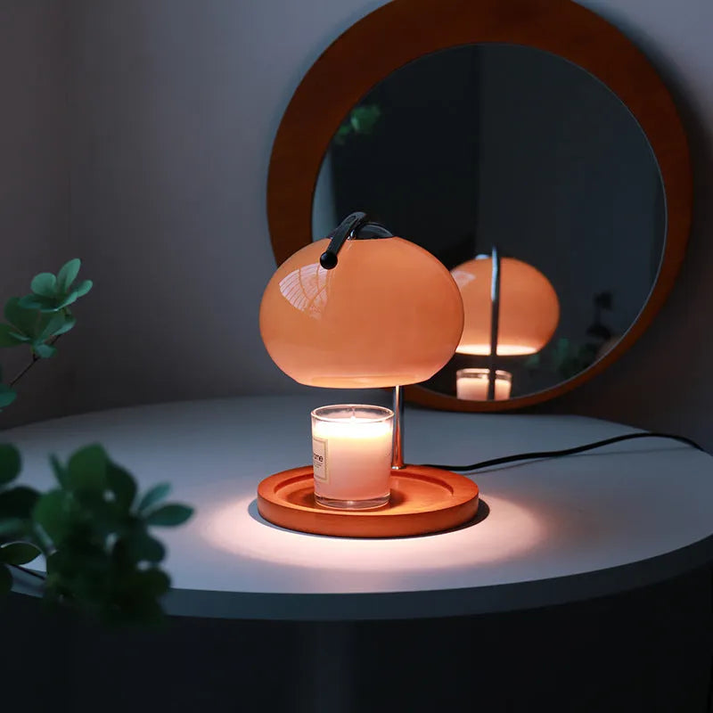 Bedroom glass atmosphere decorative light table lamp solid wood iron base 20cm height 28cm three colour