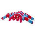Red plush teddy bear dog toy for medium and large breeds, designed for bite-resistant chewing and teeth cleaning.