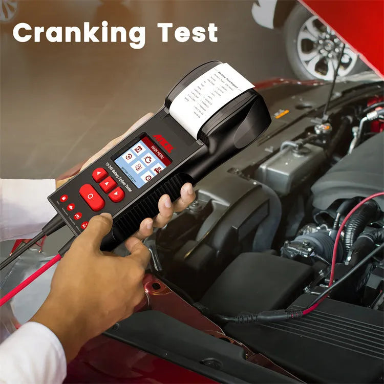 BST600 black automotive battery tester with printing function for 12V and 24V battery analysis