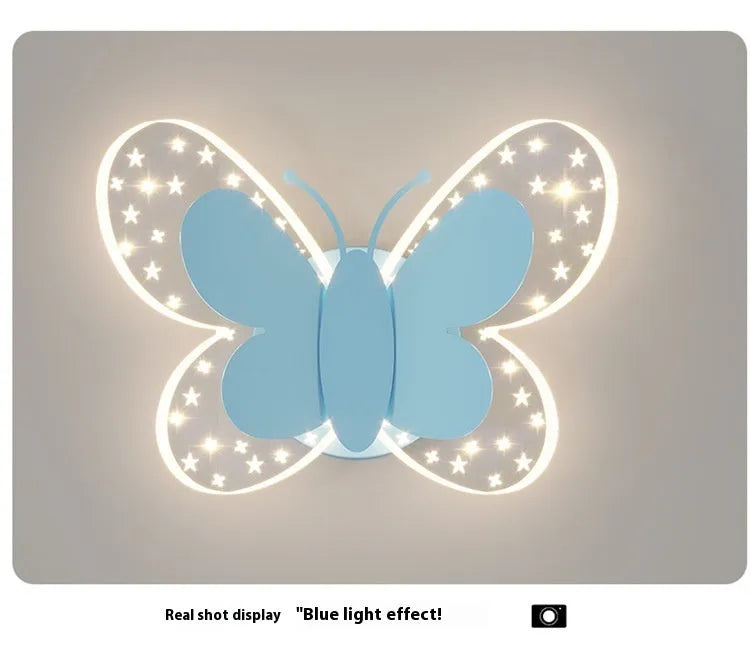 Butterfly-shaped acrylic children bedroom wall lamp in pink and white with cartoon design 240x170x105mm