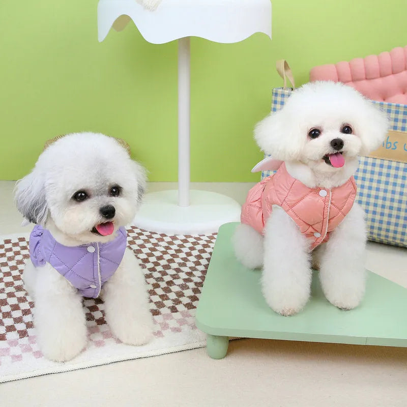 Pink or purple polyester cotton skirt for small dogs available in five sizes