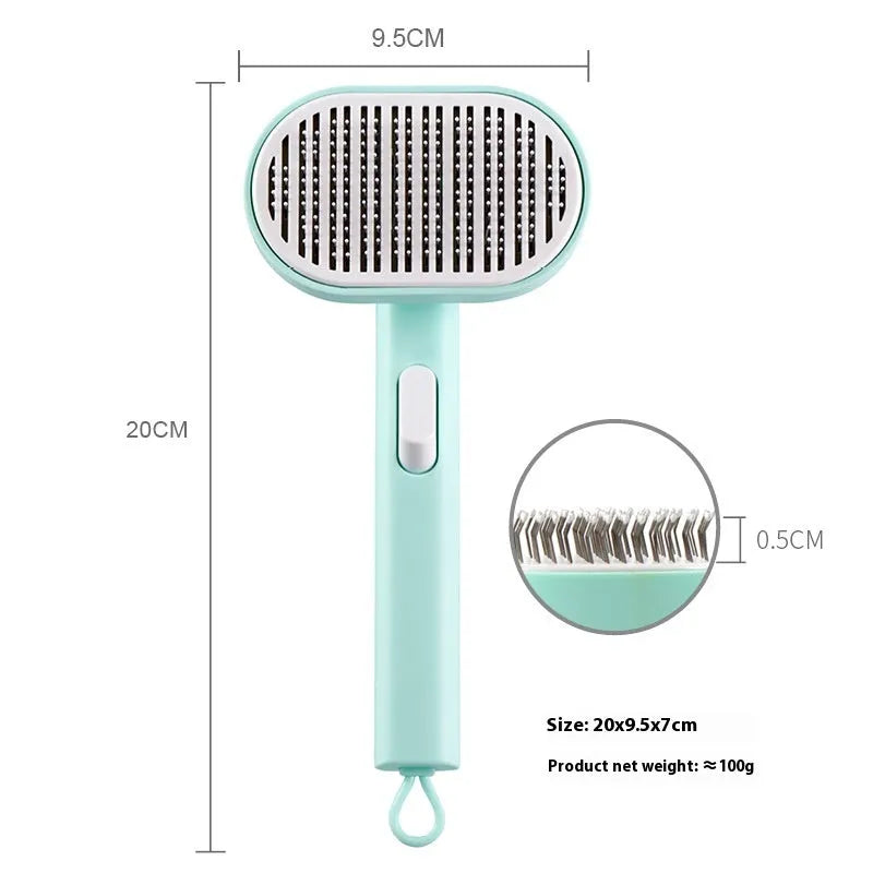Pet automatic hair fading brush with stainless steel comb in white colour