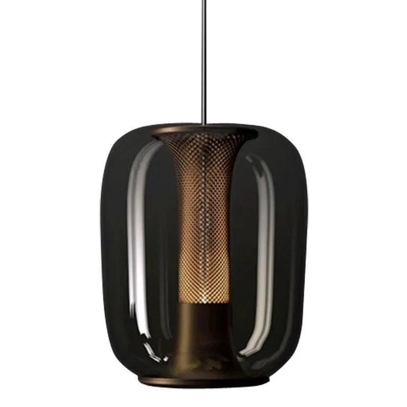 Minimalist chandelier in clear, cognac or smoky grey colour D16xH20cm dimensions