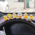 PVC cartoon duckling car decoration set with six figures and one plastic sign for dashboard