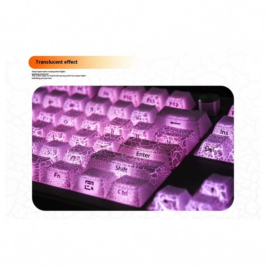 White transparent mechanical keyboard keycap with white double stitching detail for Qingying switches.