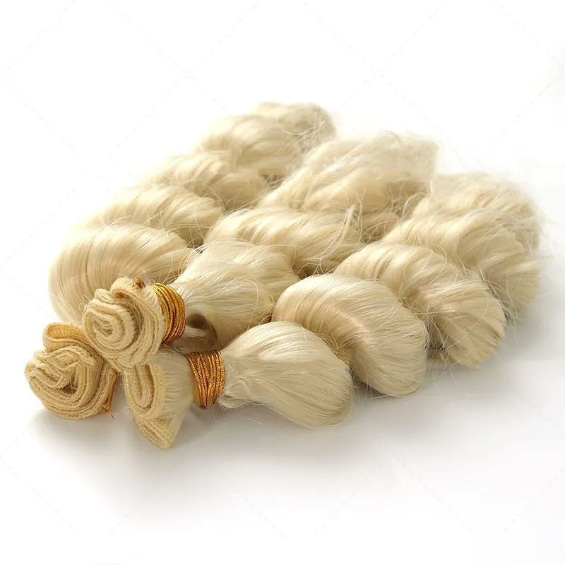 Golden synthetic hair weft wig in 18in, 20in and 22in length options