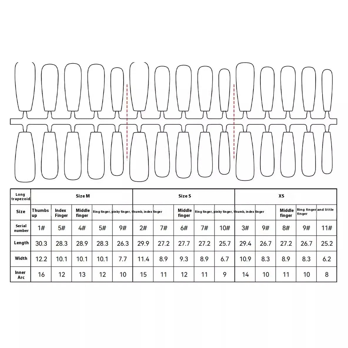 High-grade long crystal plated frosted seal nail sticker in bean paste chili colour, 40 pieces