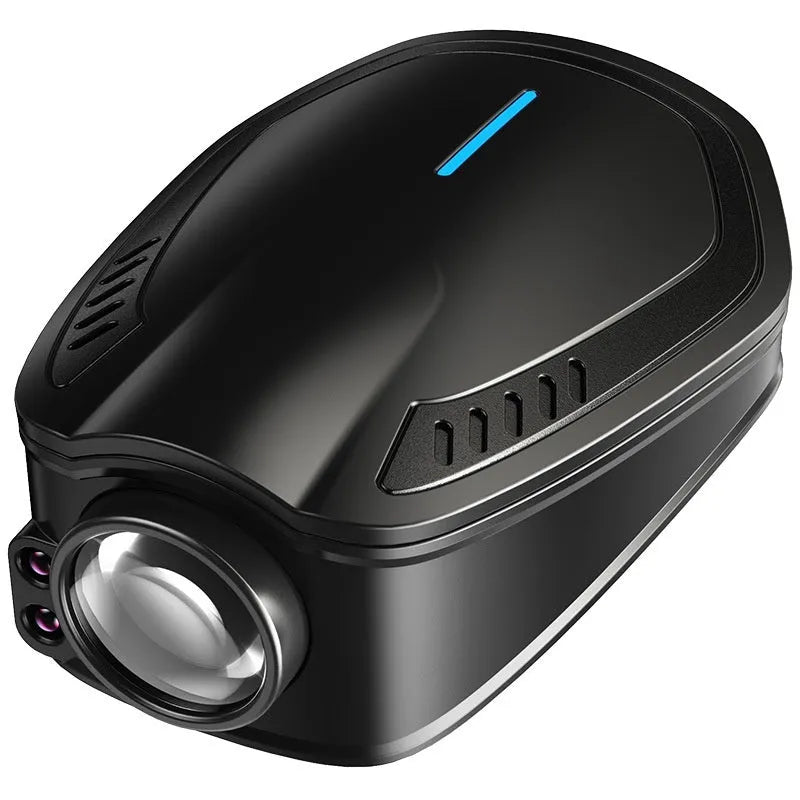 F2 rechargeable wireless car welcome light in black with ABS plastic housing.