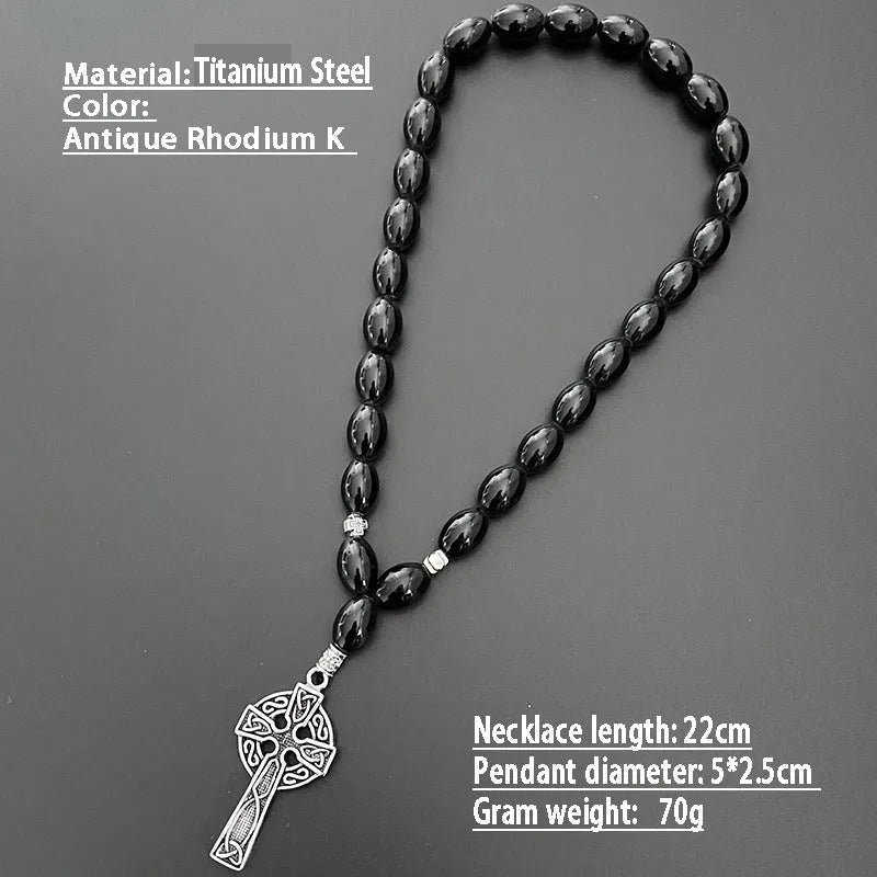 Cross beads alloy car rearview mirror pendant in gold finish with electroplated surface