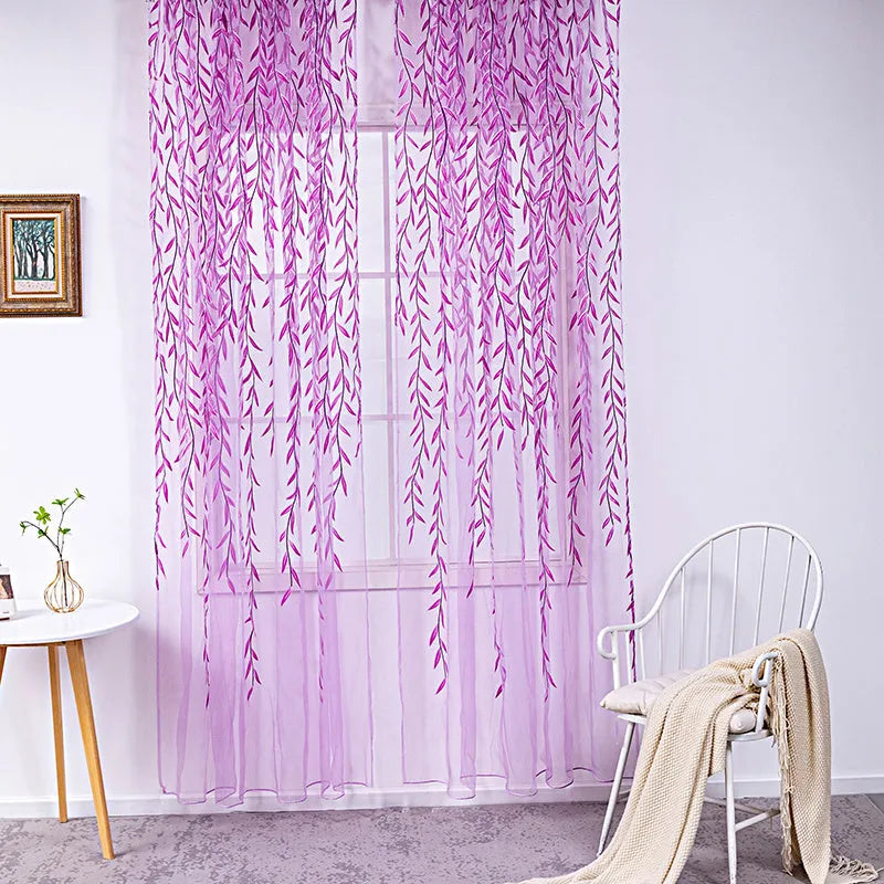 Inverted willow wicker offset printing curtain for living room balcony window screen in green colour