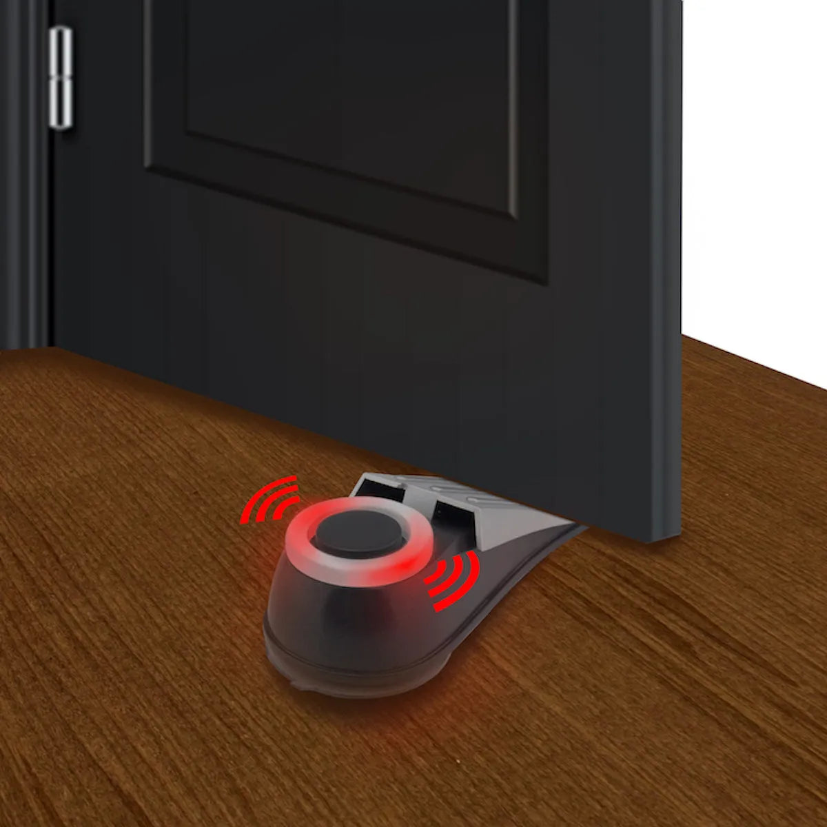 Hotel door stopper with flashing burglar alarm grey white wedge under door
