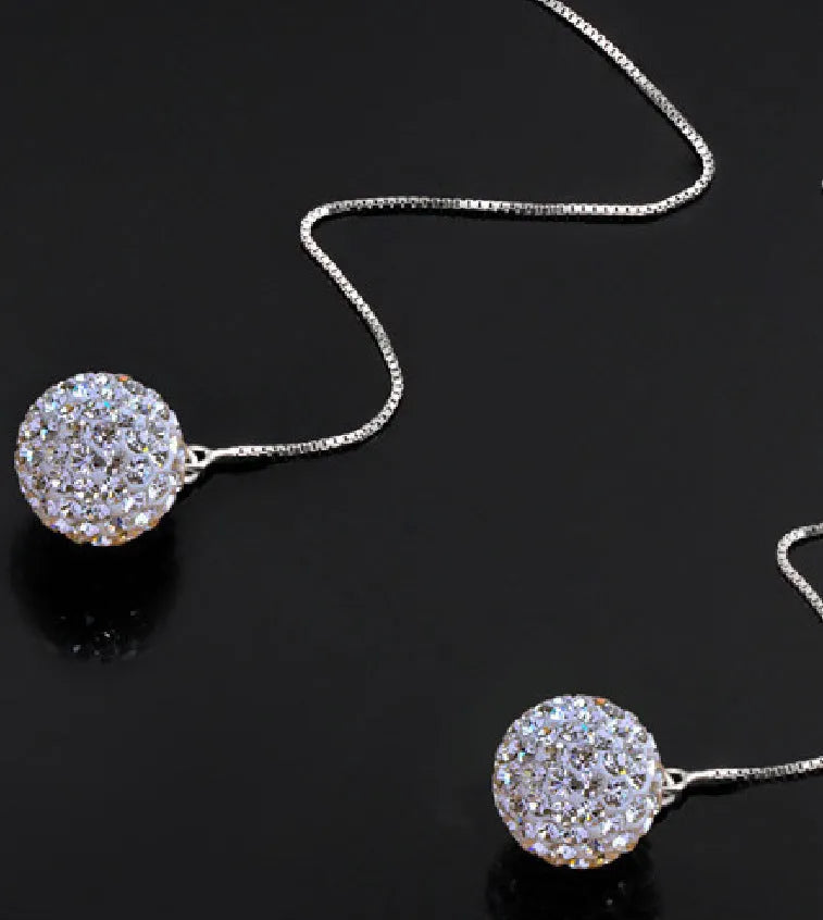 Silver geometric Korean style crystal earrings for women individually packed gift