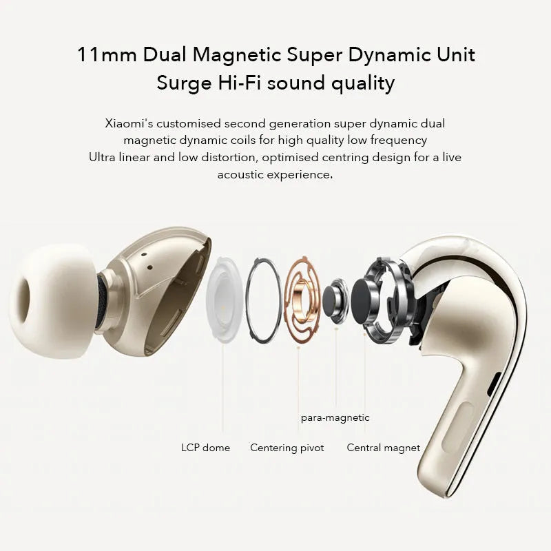 Black and gold Active Noise Reduction True Wireless Bluetooth in-ear earbuds with charging case.