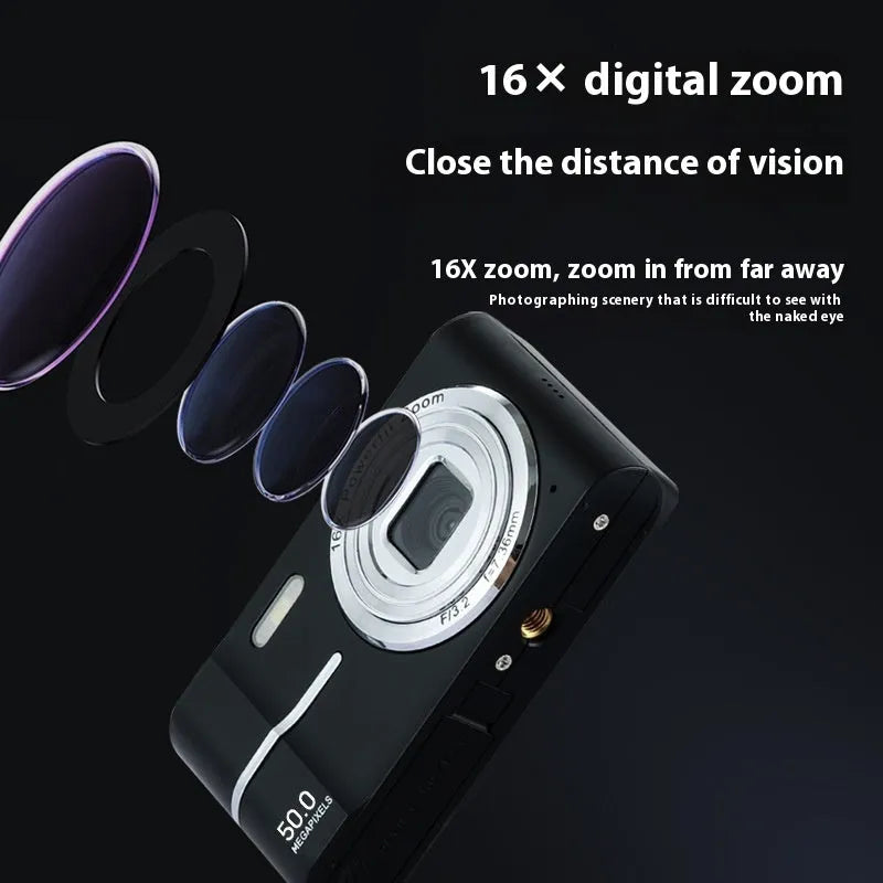 HD 4K pixel digital student camera in black, green, pink or white colours with full HD screen
