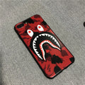Frosted silicone phone case with all-edge coverage in shark mouth red colour for iPhone