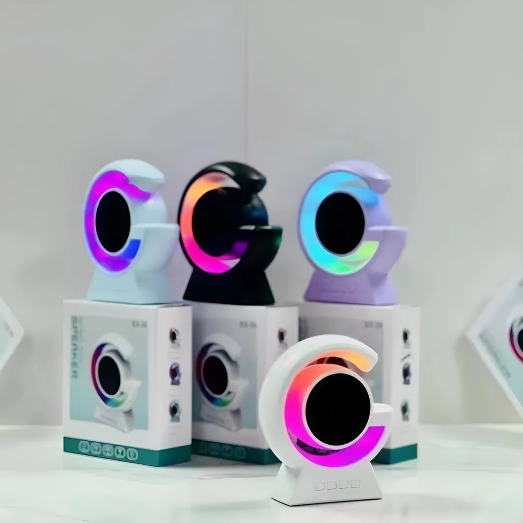 Mini Bluetooth speaker with card insertion and voice prompt, available in black, purple, white and light blue