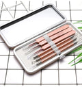 Rose gold stainless steel acne remover tool set with 6 dual-purpose beauty needles