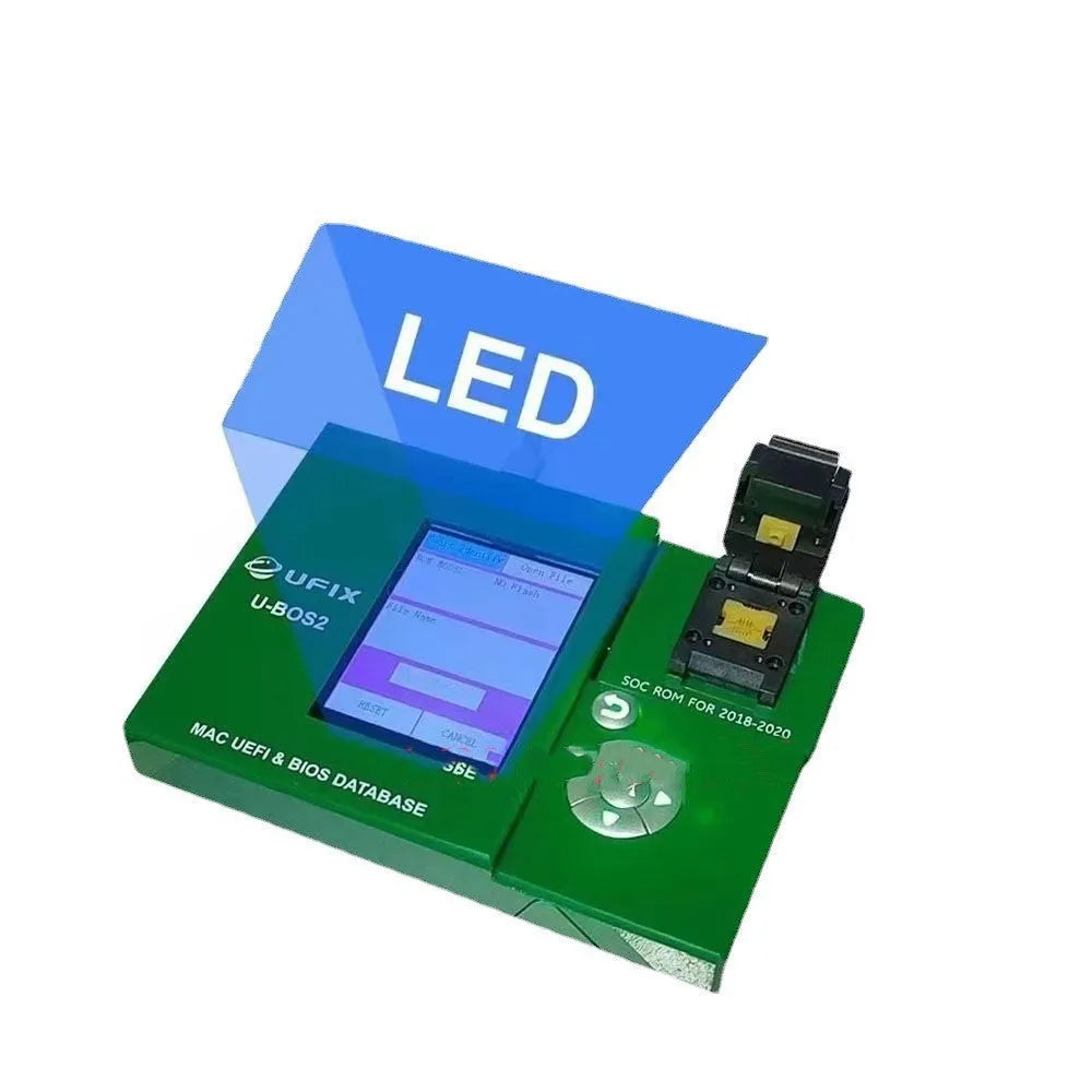 Ufix U-BOS2 green tool with LED screen, write sockets, universal board and USB flash drive for MacBook SPI ROM programming