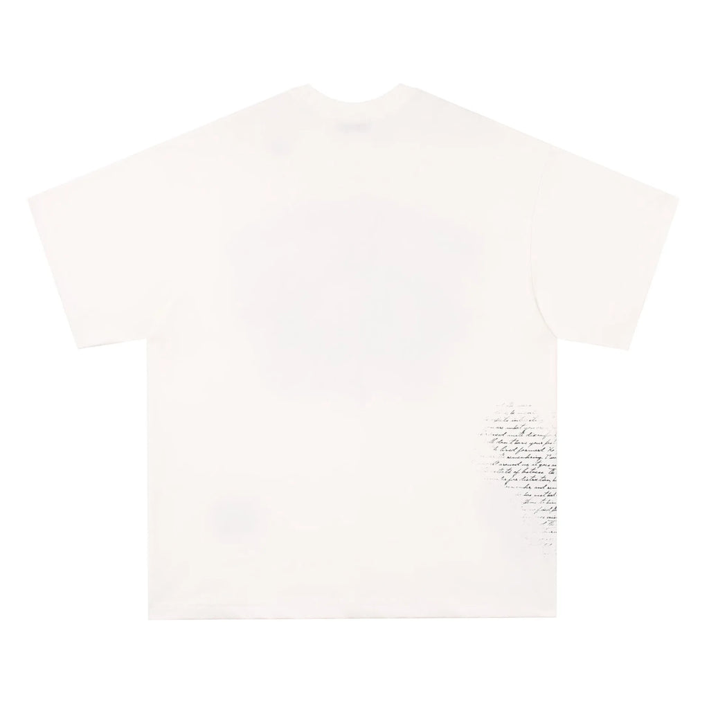 American retro hip hop Gothic design pure cotton T-shirt in black, showing letter pattern on front.