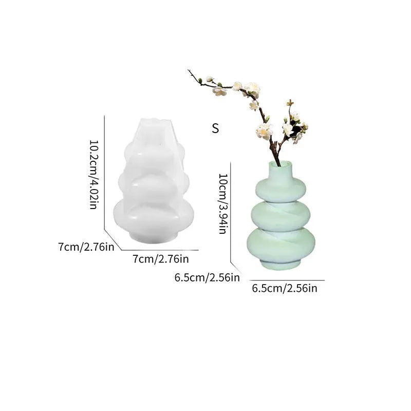 Silicone crafting mould for making three-layer irregular circle vase ornaments in small and large sizes.