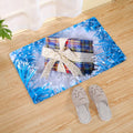 Rectangular flannel Christmas door mat with cartoon pattern, available in multiple sizes for bathroom and living room use