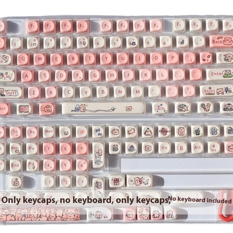 Pink pig design sublimation key cap for mechanical keyboards shown from multiple angles.