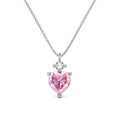 Women's 925 silver heart necklace with round diamond embellishment and electroplated finish