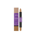 Dual-ended cream highlight and contour makeup stick in three shade styles