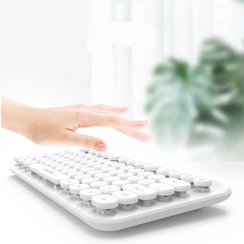 Mini 2.4G punk wireless keyboard with 75 keys, compact 30cm size, available in white pink blue green