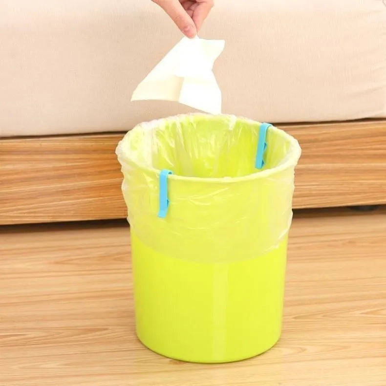 PP plastic garbage bag fixing clip for side-mounted attachment to trash cans