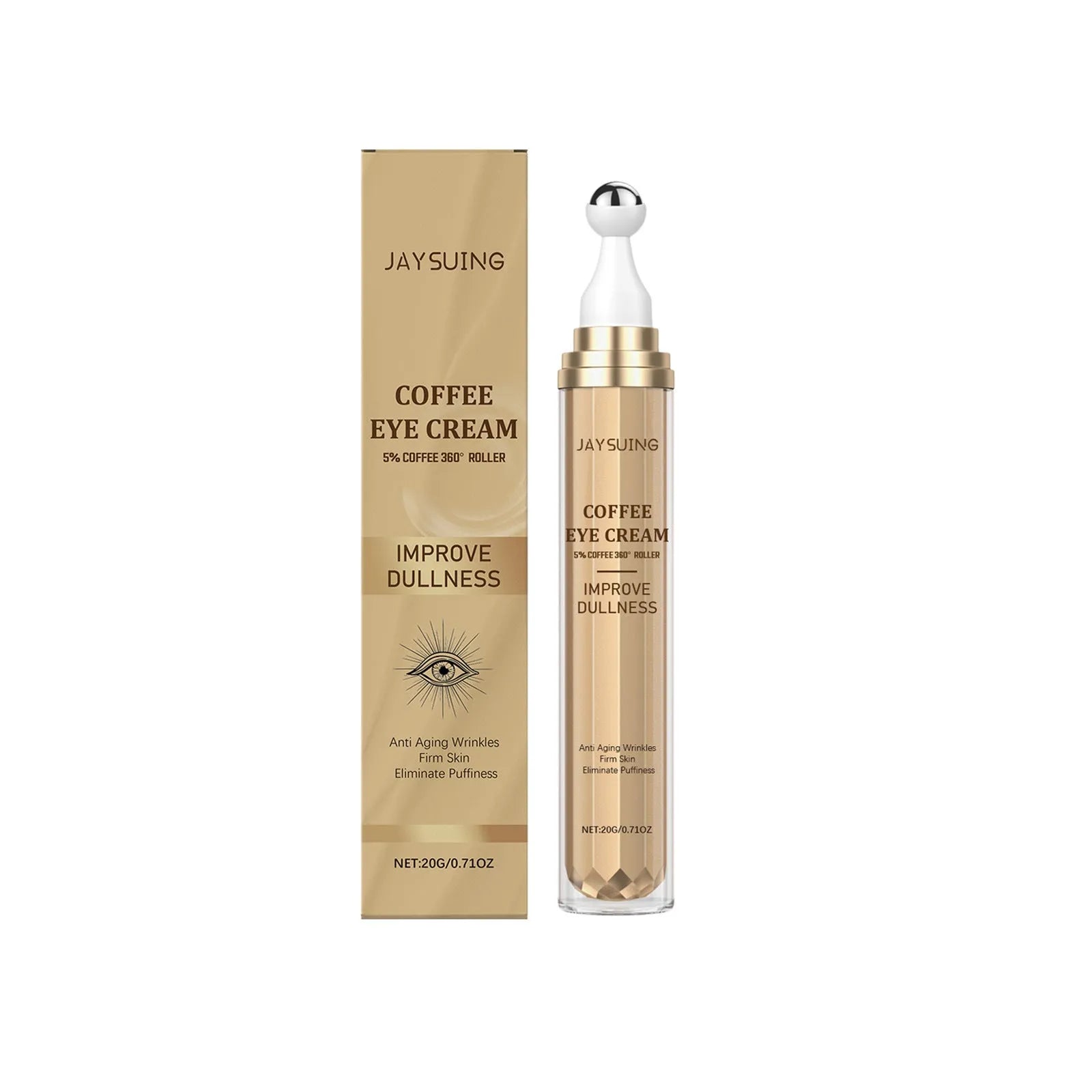 20g tube of Caffeine Firming Eye Cream with coffee extract and hyaluronic acid