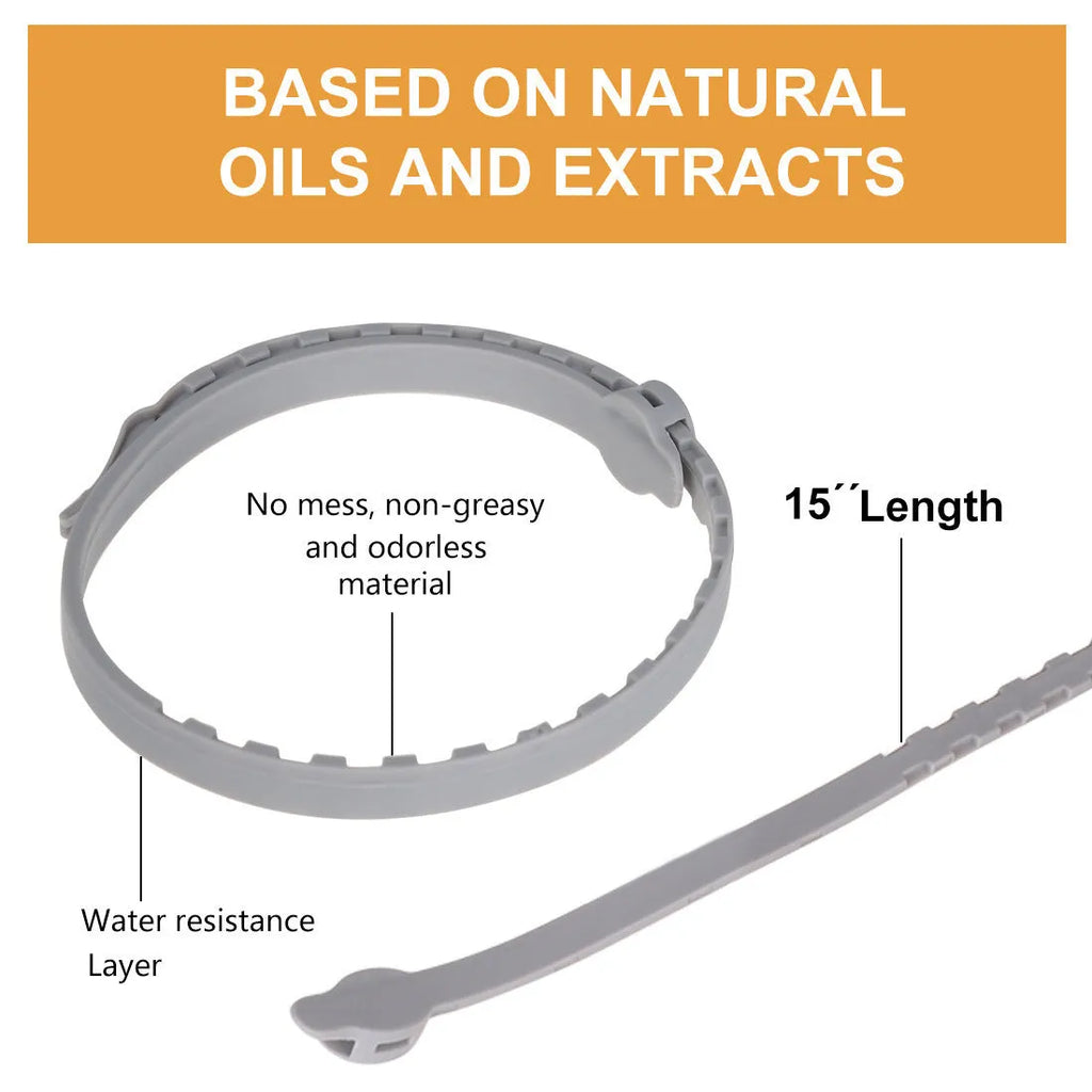 Grey natural essential oil flea repellent pet collar adjustable 57 cm for dogs and cats
