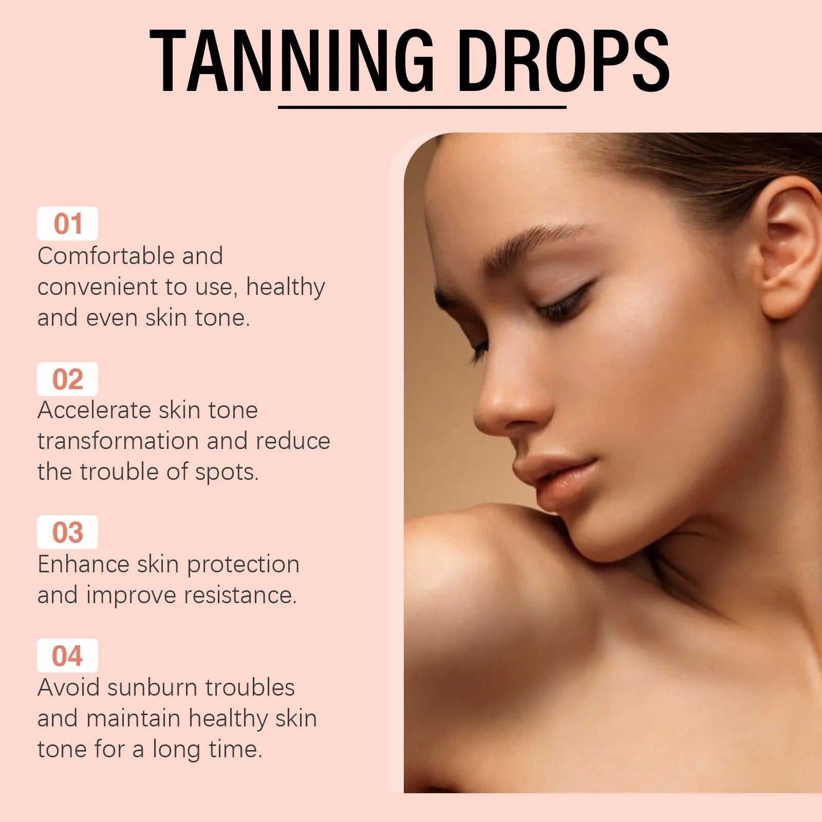 60ml bottle of Black Drops natural skin-lightening serum with a droplet applicator on a blue background.