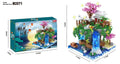 M2071 Peach Blossom Pond decorative lamp building block set with built-in lighting and acrylic dust cover