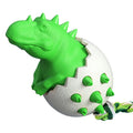 Blue dinosaur-shaped dog chew toy with textured rubber body and green nylon rope tails.